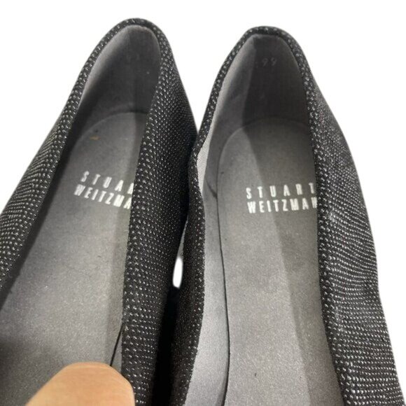 Stuart Weitzman Women Black textured Wedge Pumps Heels 6.5M Work Office Shoes - Picture 3 of 12